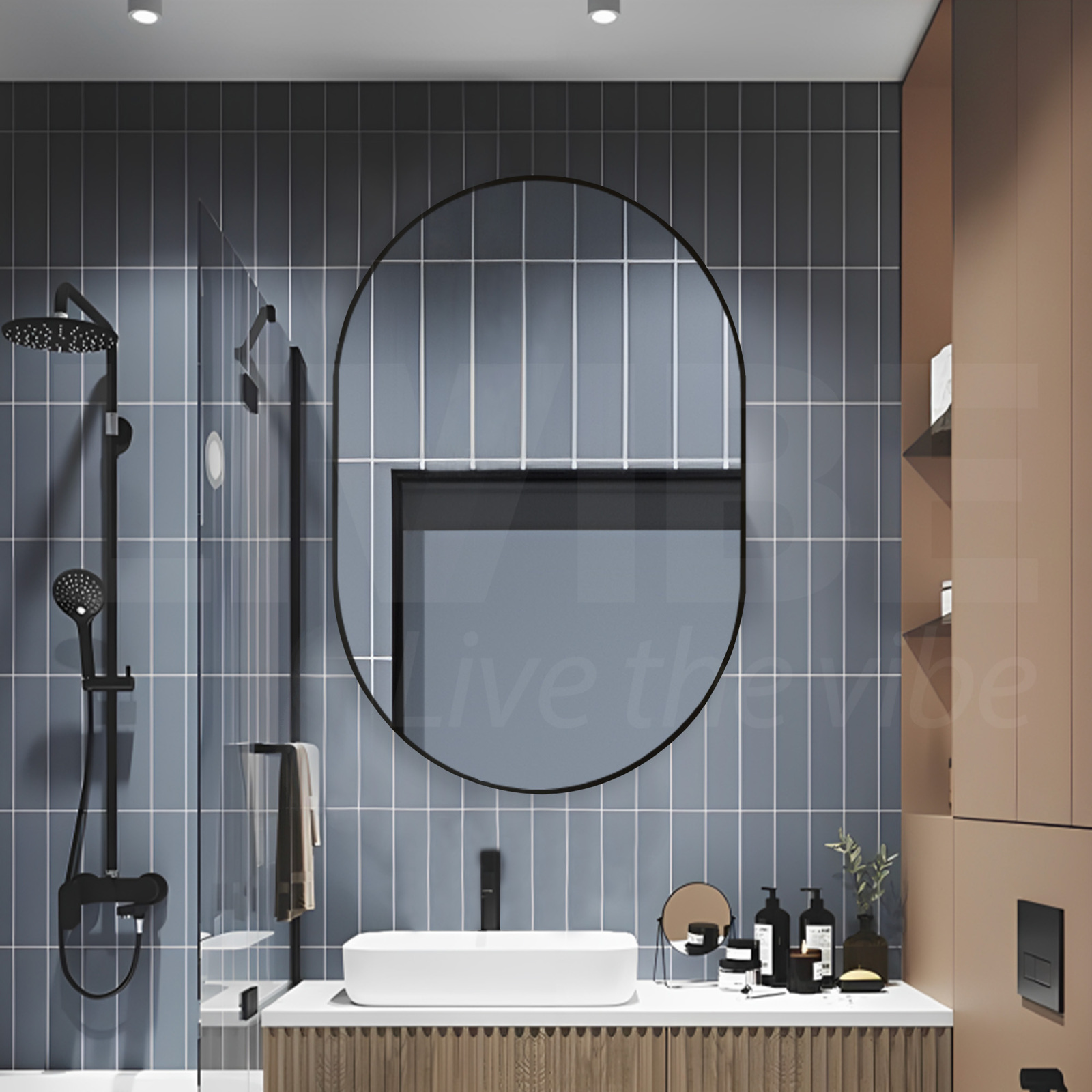 MIUZ Oval Frame Wall Mirror Bathroom Shower Shave Vanity Make Up Mirror ...