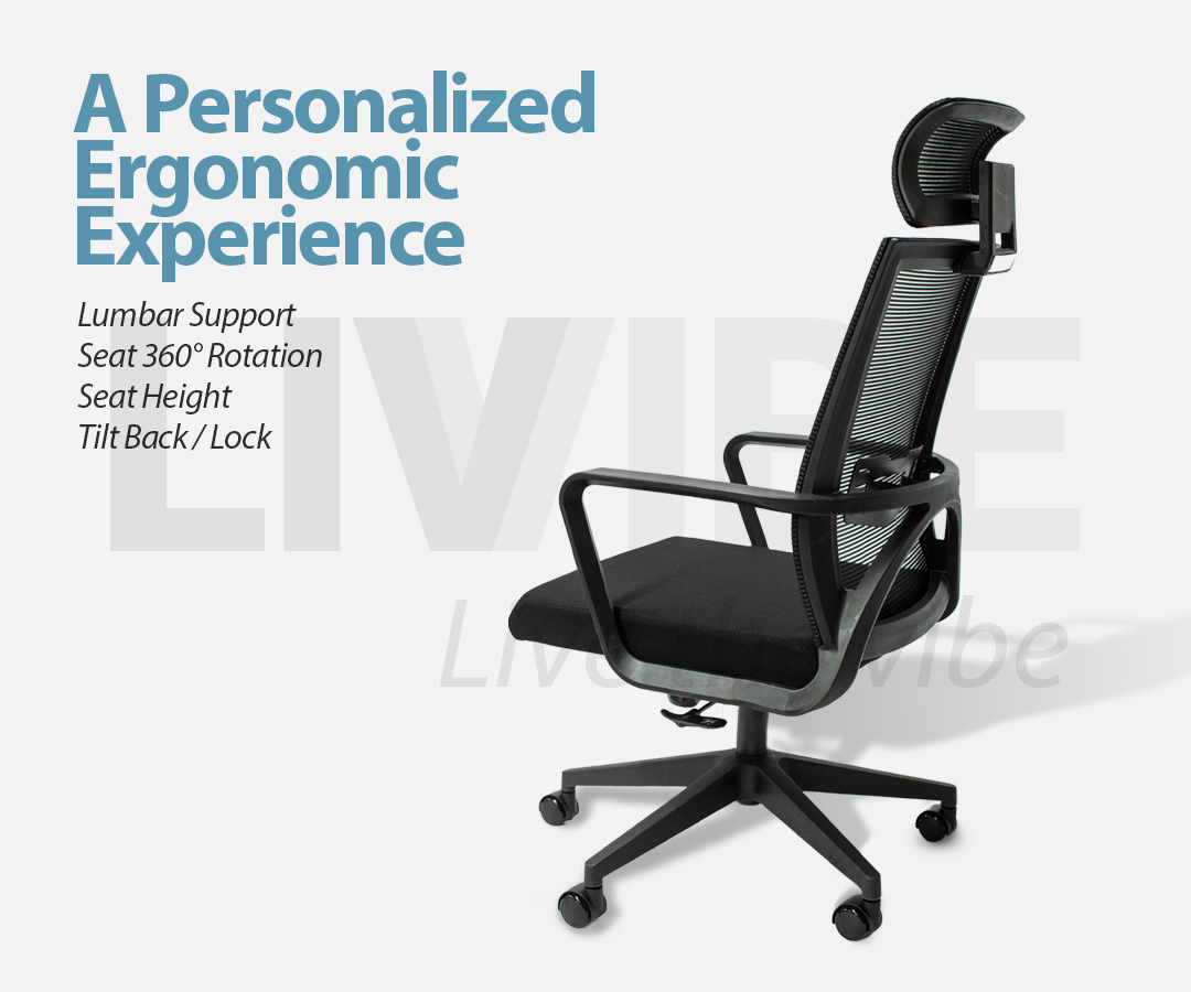 MIUZ Ergonomic Mesh Office Chair Gaming Executive Fabric Seat Headrest