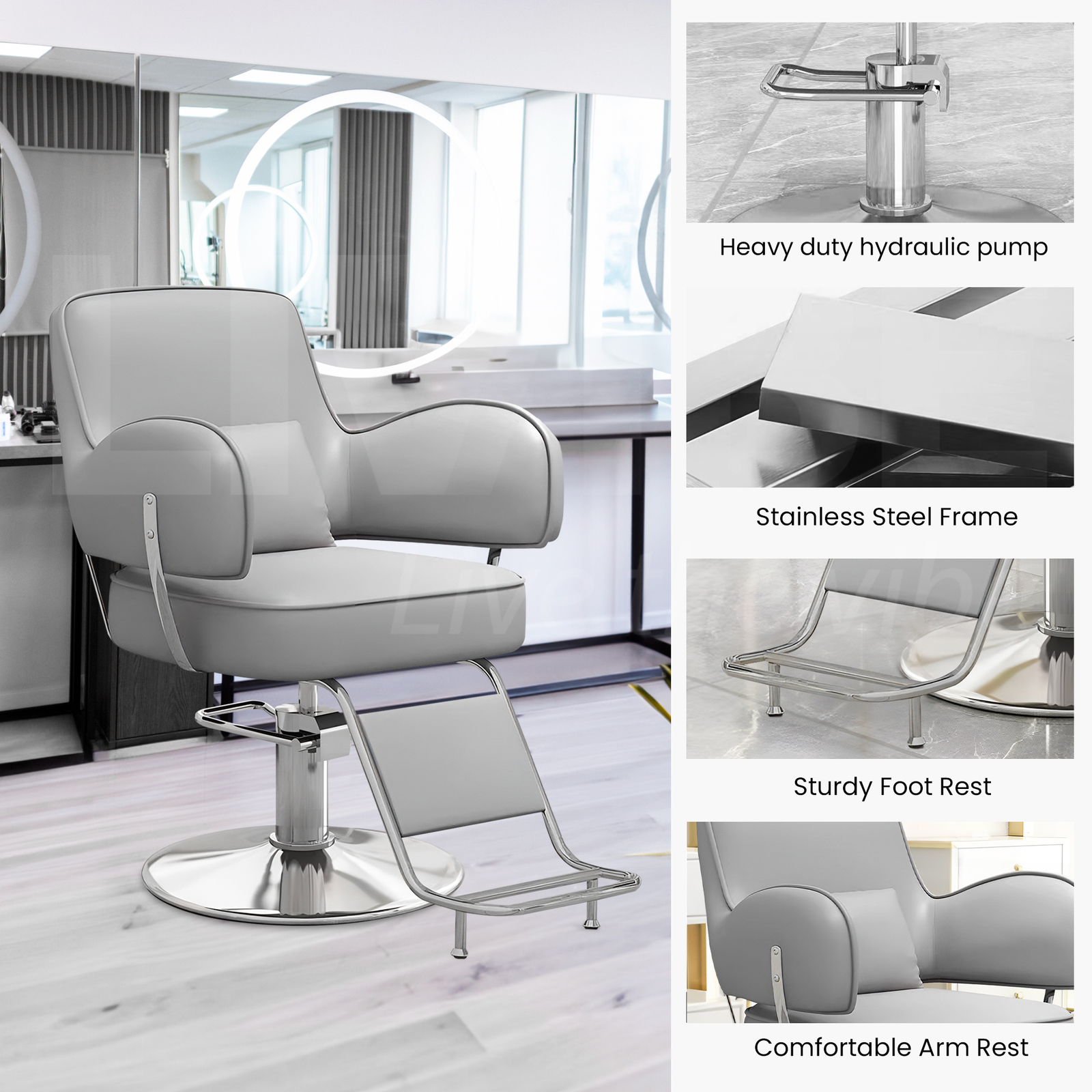 Lauft Salon Stool Swivel Chair Backrest Barber Hair Dresser Chair Hydraulic Lift - Picture 82 of 110