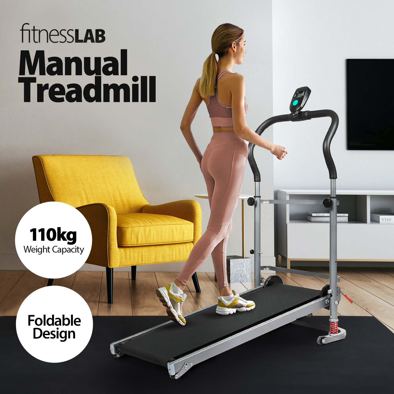 Manual Treadmill Foldable Incline Exercise Fitness Walk Machine Home Gym