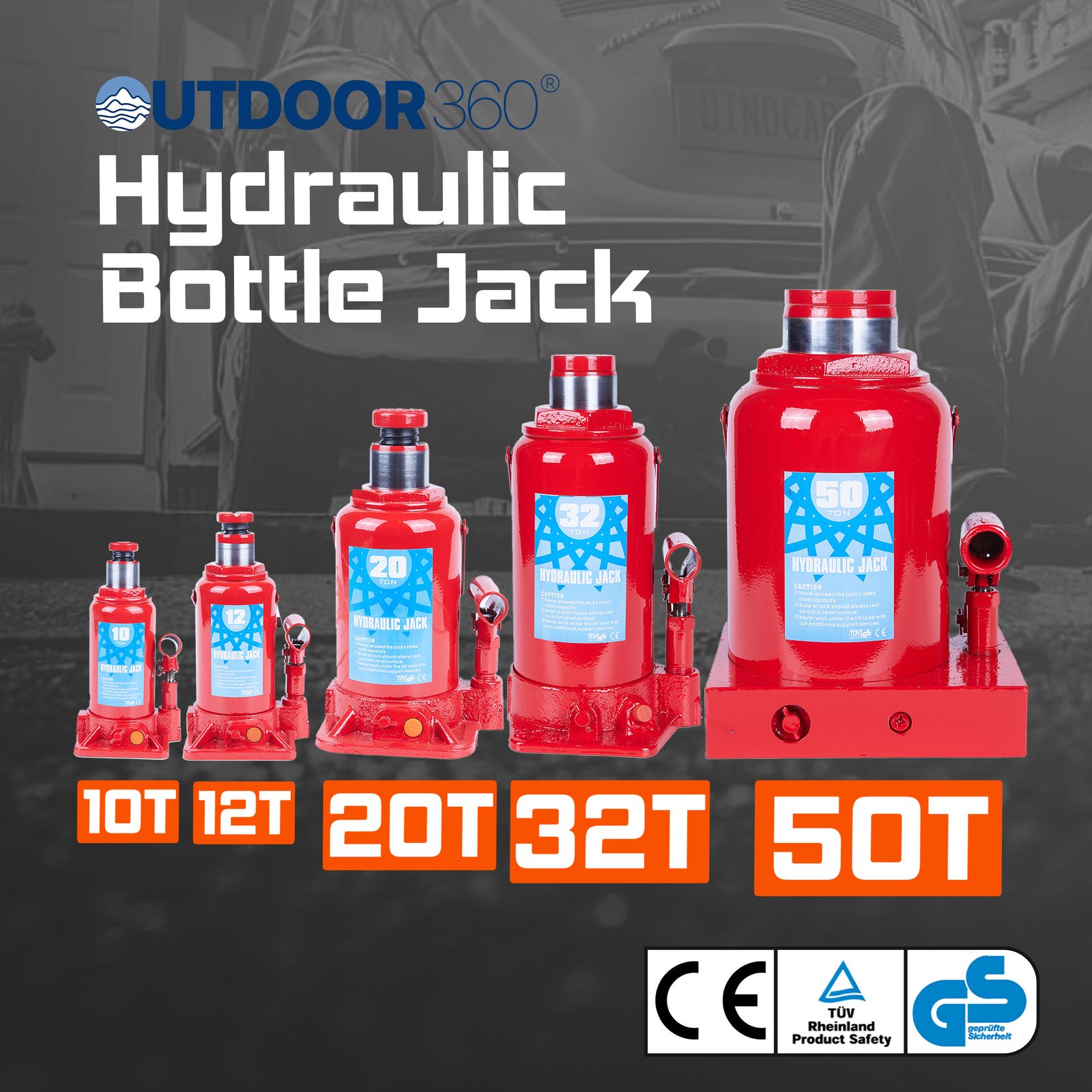 OUTDOOR360 1050 Ton Hydraulic Bottle Jack Heavy Duty Car Lifter Safety
