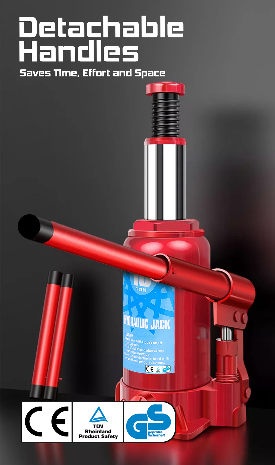 OUTDOOR360 1050 Ton Hydraulic Bottle Jack Heavy Duty Car Lifter Safety