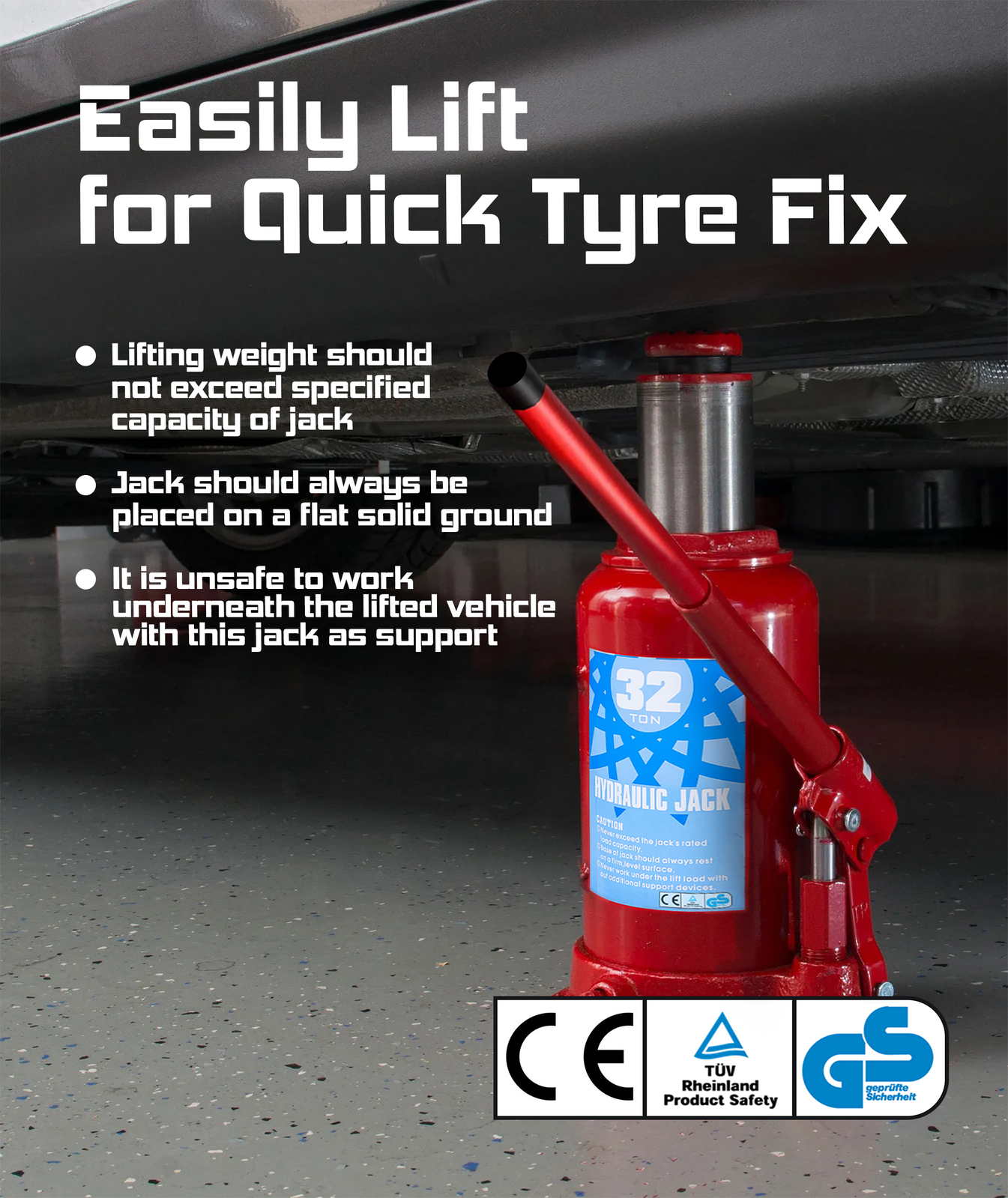 OUTDOOR360 1050 Ton Hydraulic Bottle Jack Heavy Duty Car Lifter Safety