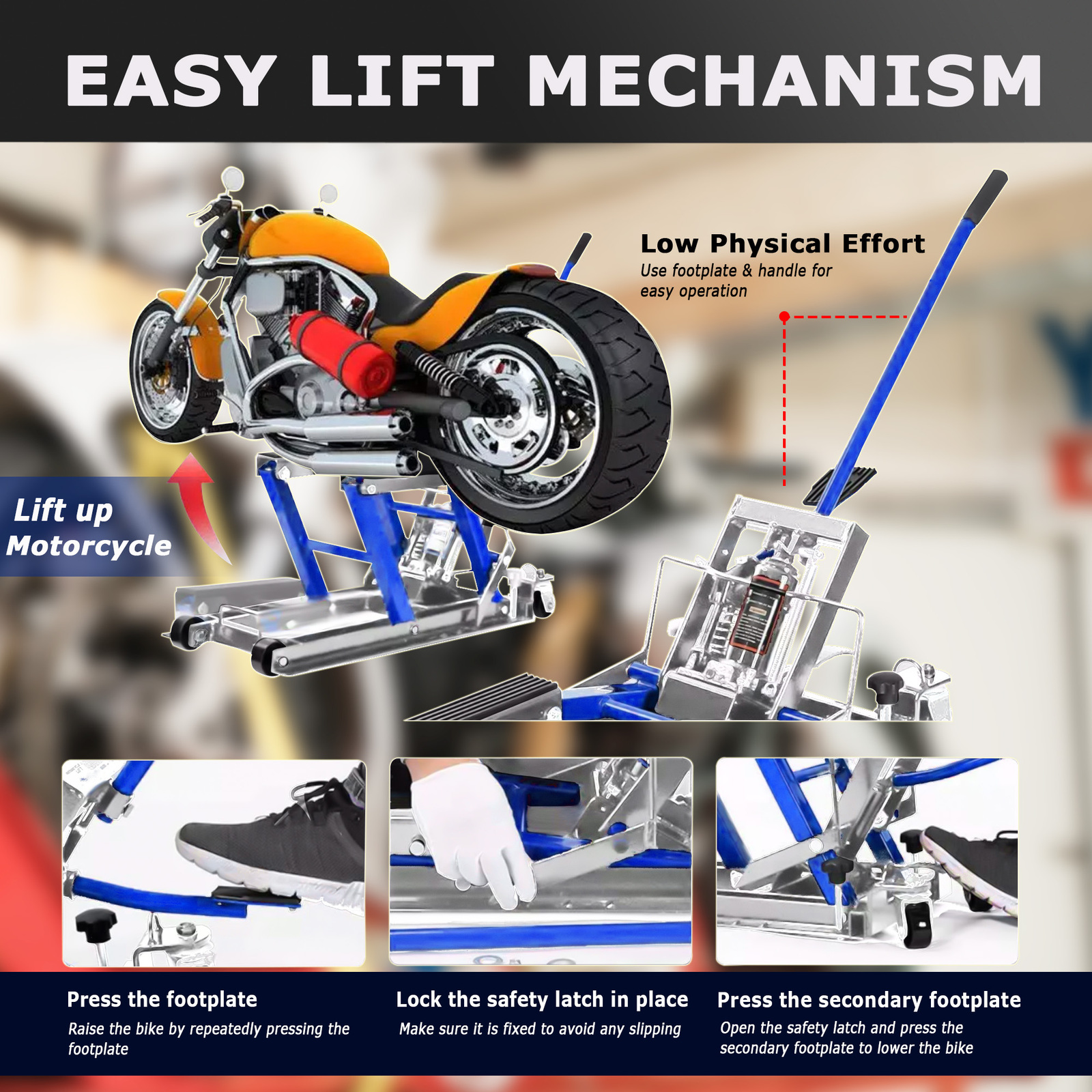 OUTDOOR360 Hydraulic Motorcycle Jack Scissor Lift Motorbike Repair