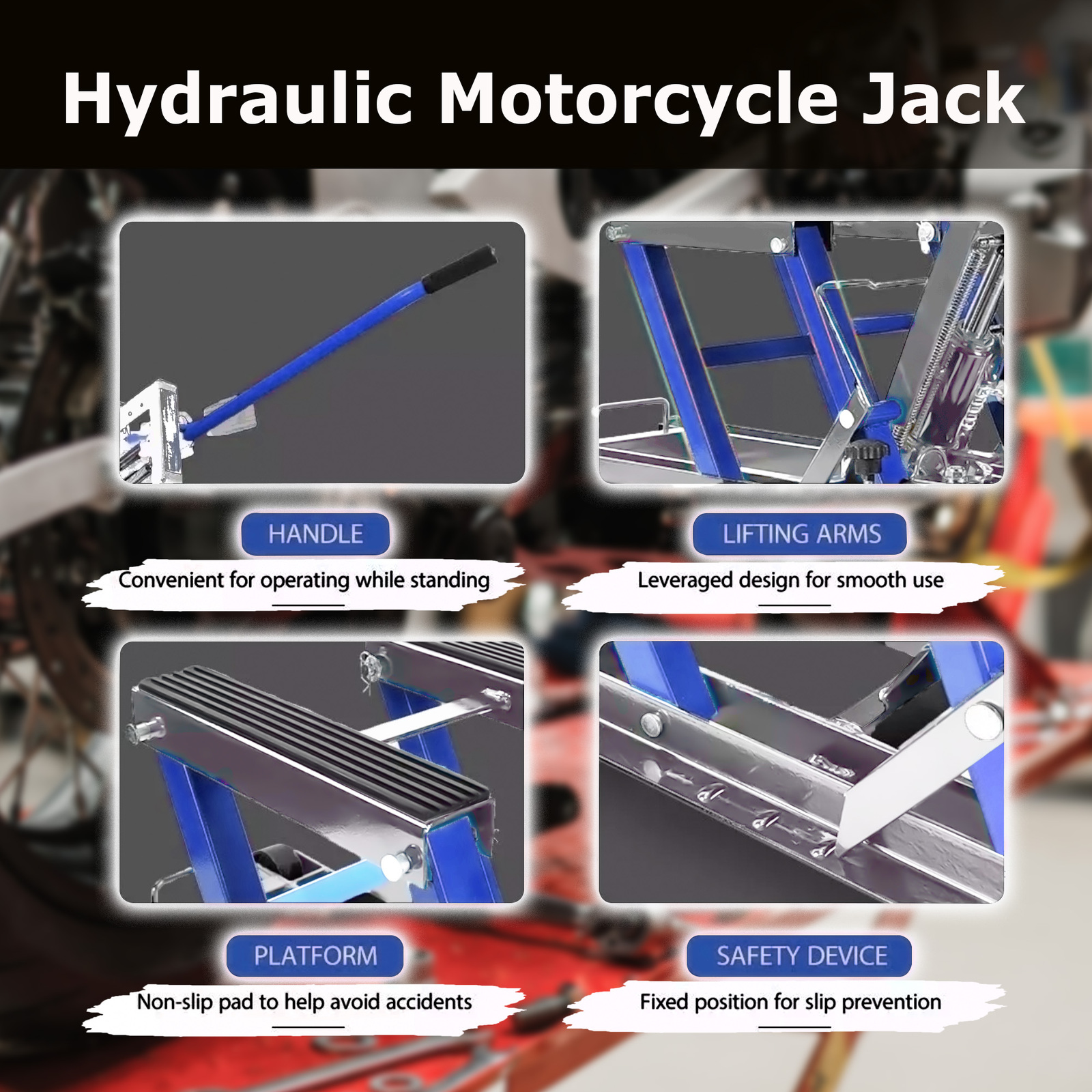OUTDOOR360 Hydraulic Motorcycle Jack Scissor Lift Motorbike Repair