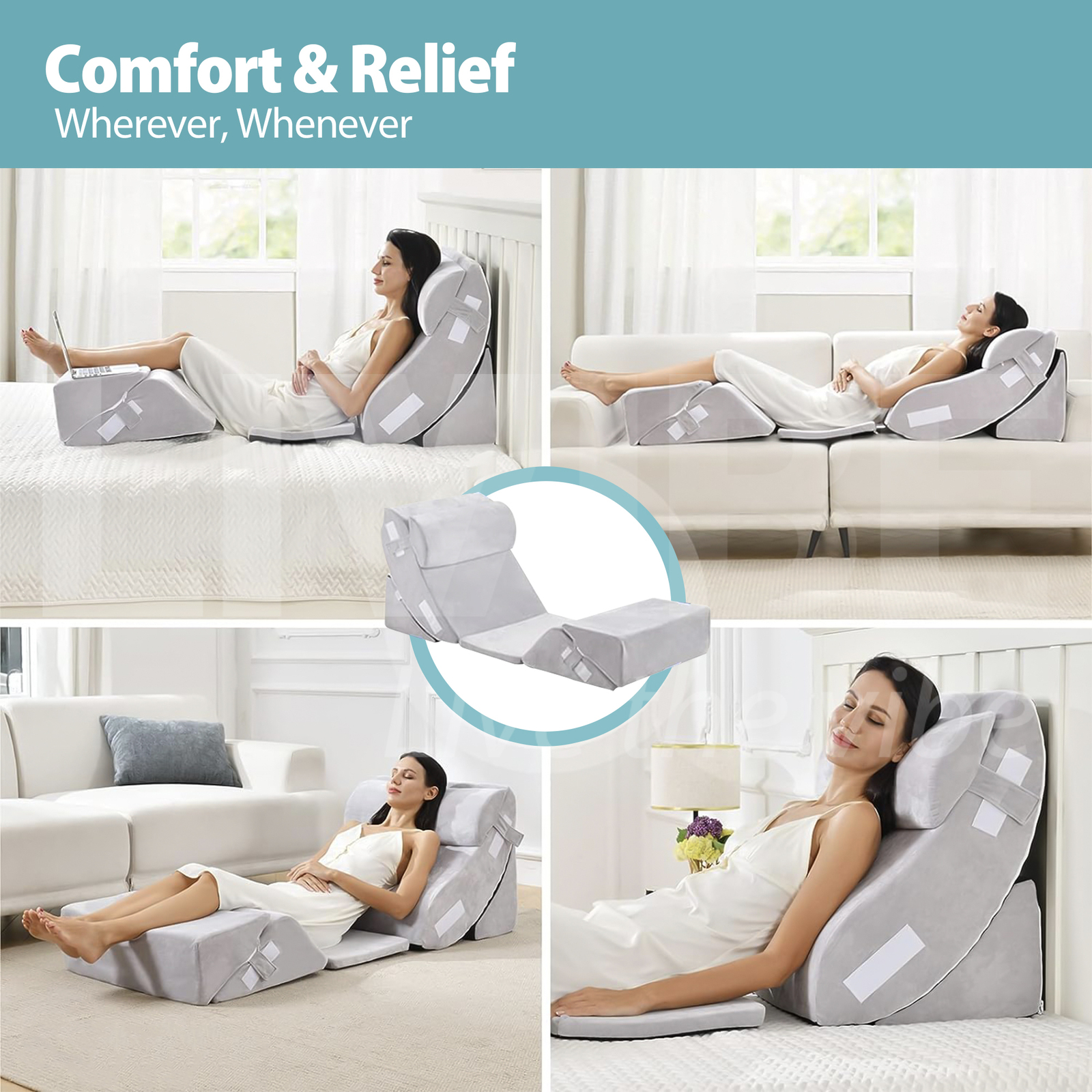 Genérico Moodie Intimacy Pillow, 27° Ergonomic Memory Foam Butt Pillow, Non-Slip, Waterproof