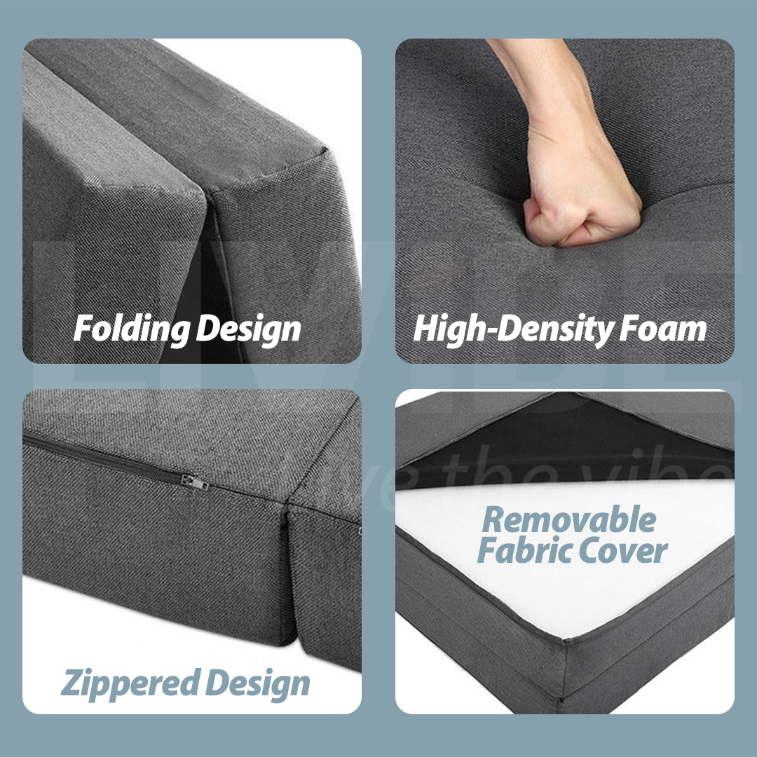 Comfeezzz Foldable Folding Foam Mattress Portable Sofa Bed Trifold Sleeping Mat - Picture 36 of 40