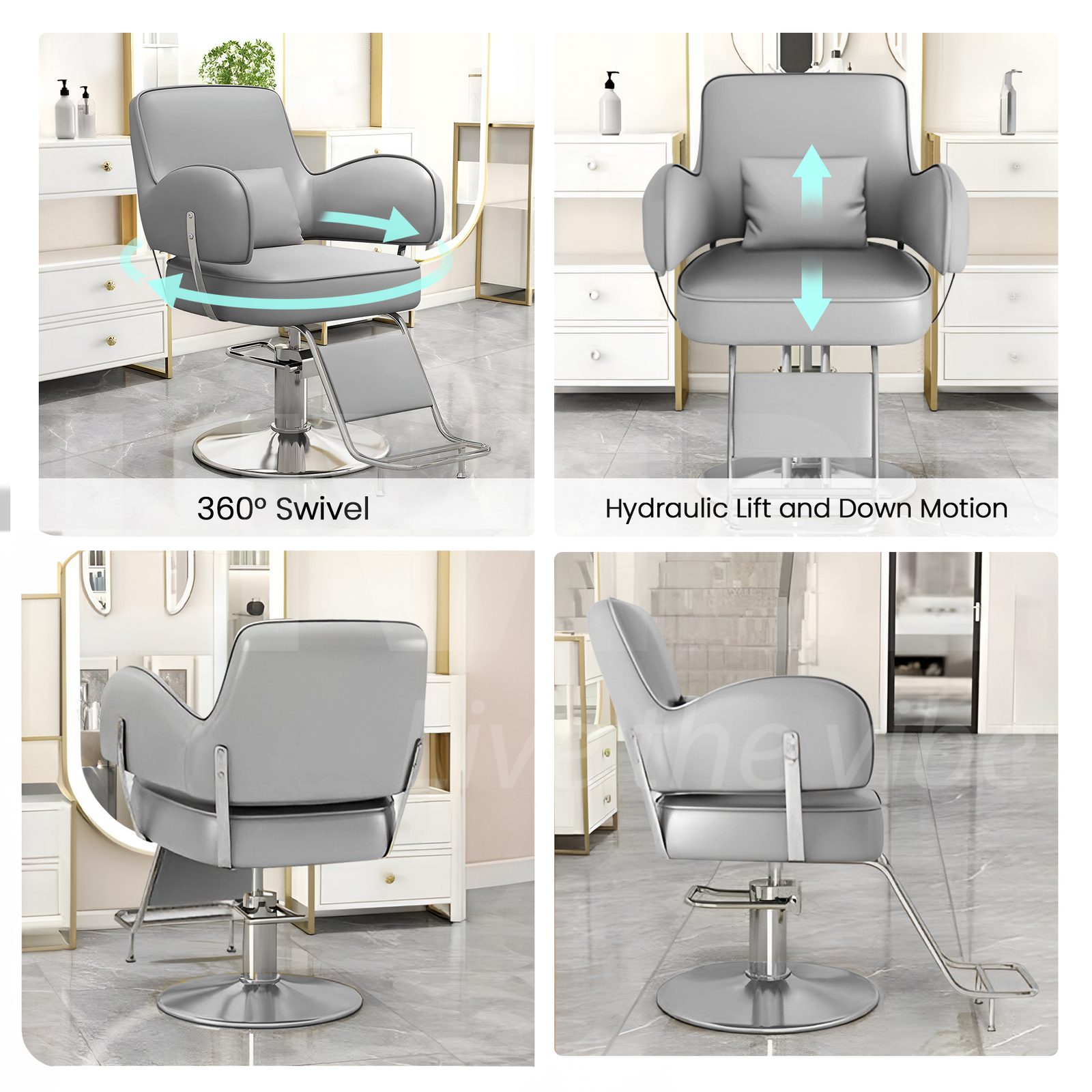 Lauft Salon Stool Swivel Chair Backrest Barber Hair Dresser Chair Hydraulic Lift - Picture 83 of 110