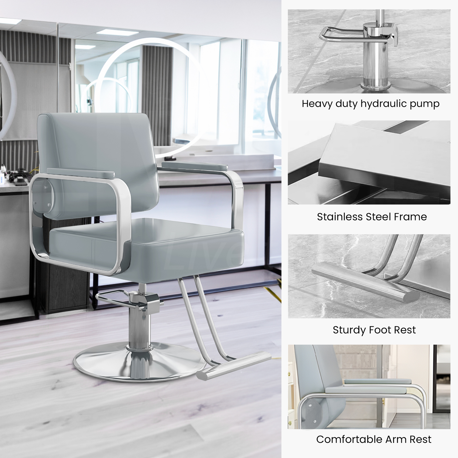 Lauft Salon Stool Swivel Chair Backrest Barber Hair Dresser Chair Hydraulic Lift - Picture 94 of 110