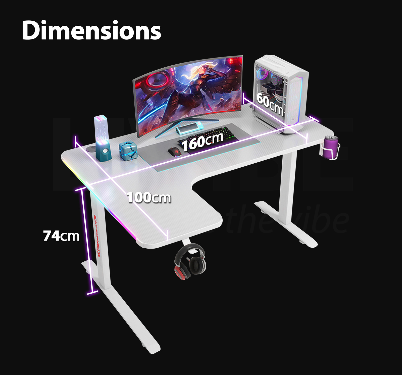 MIUZ RGB LED Gaming Desk Computer Home Office Writing Desk Racer Table ...