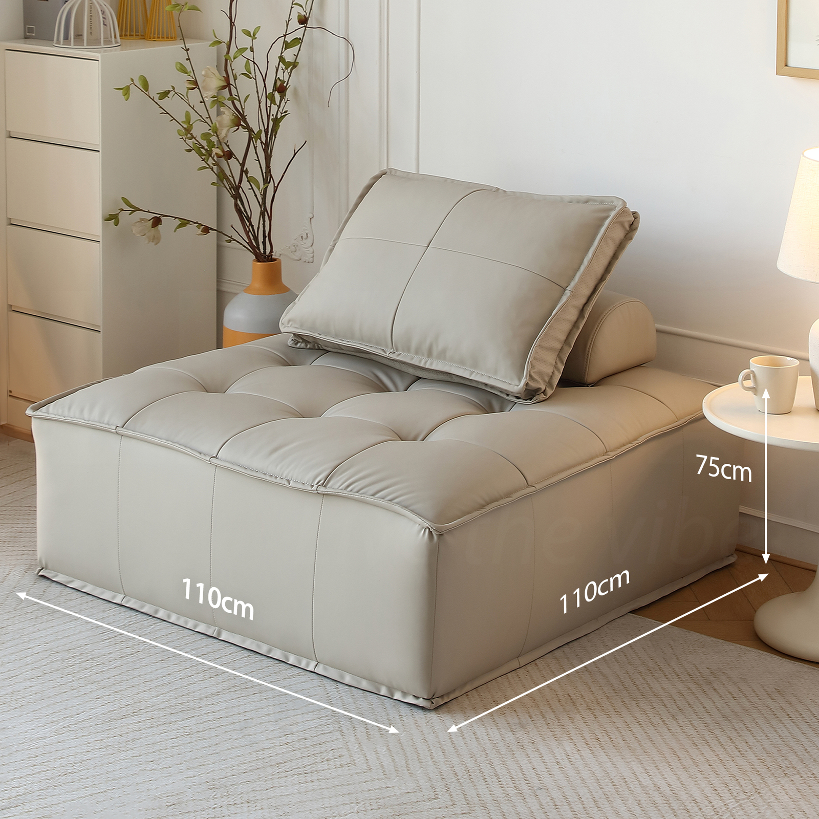 MIUZ 1pc Modular Sofa Lounge Chair Tofu Sofa Armless Seat PU Leather Couch Seat - Picture 29 of 55