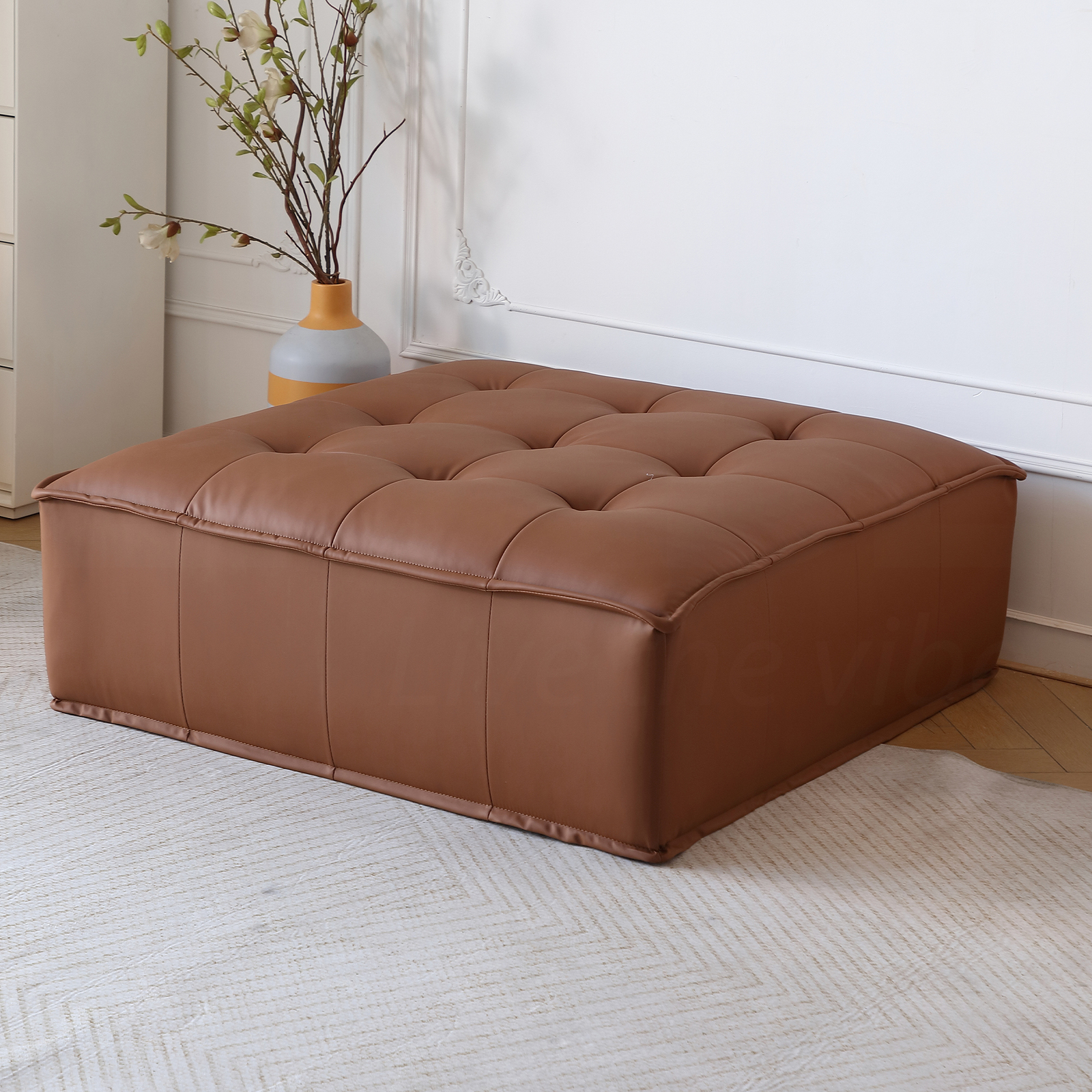 MIUZ 1pc Modular Sofa Lounge Chair Tofu Sofa Armless Seat PU Leather Couch Seat - Picture 53 of 55