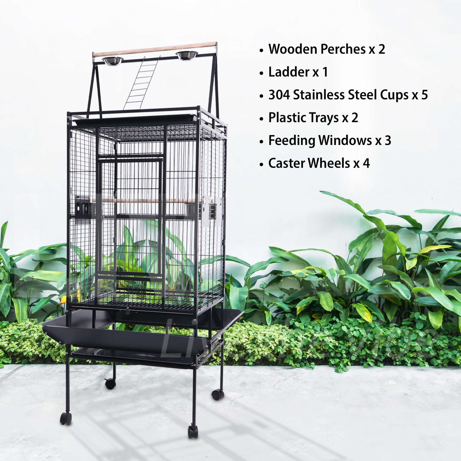 Bird Cage Large Parrot Cage Open Play 39 Inch Roof Top Budgie Cage Metal Cages With All Accessories,for Cockatiel Canary Parakeet Conure Finches Budgie Lovebirds,Type 1,Tranquillity69