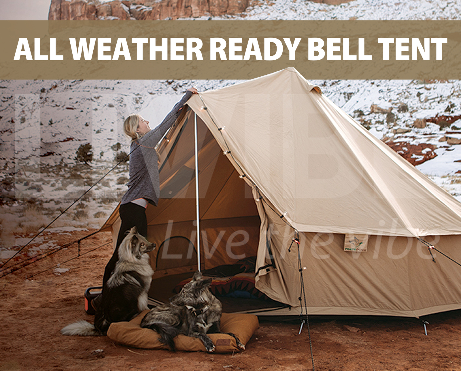 MIUZ 6M 4-Season Bell Tent Waterproof Canvas Glamping Yurt