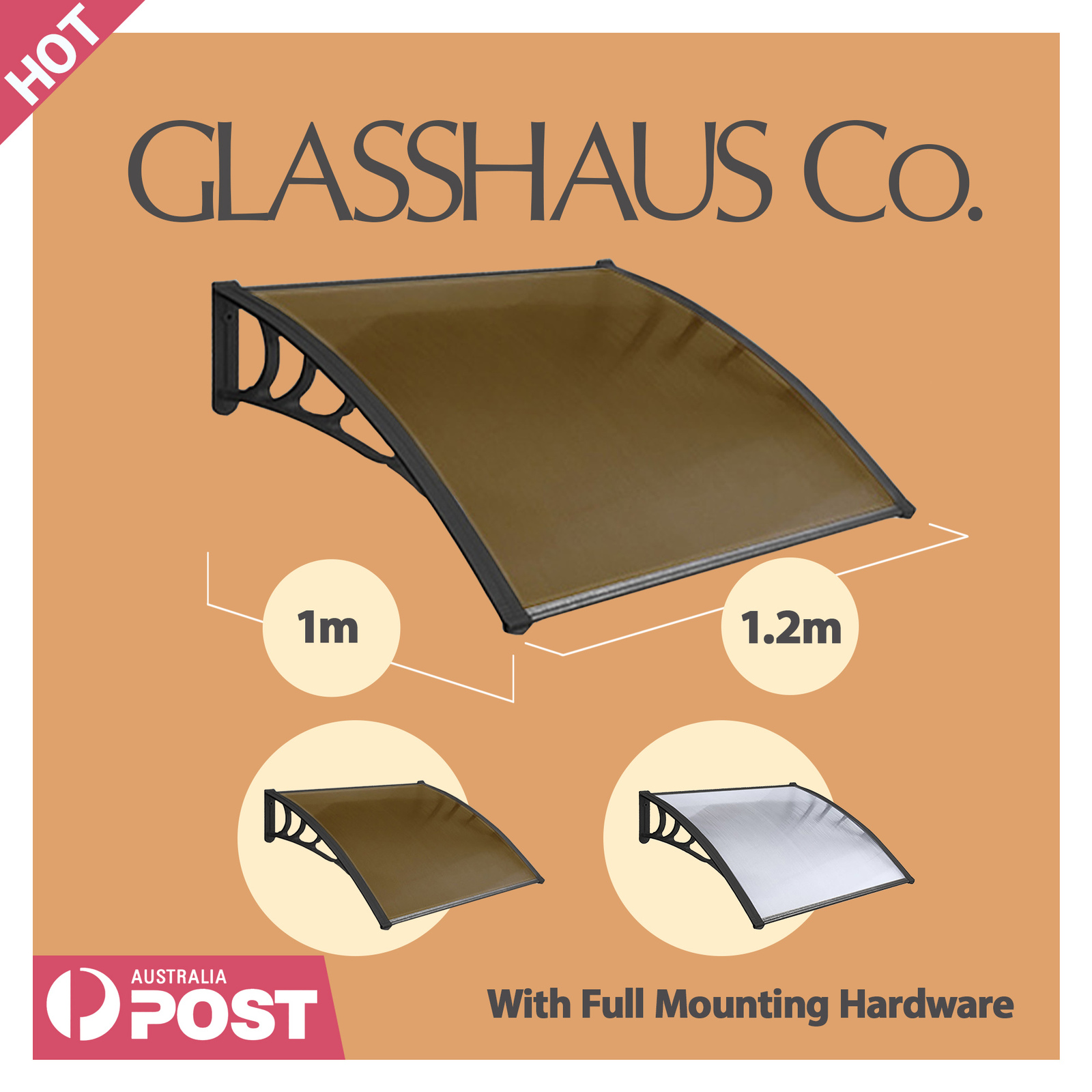 Glasshaus Window Door Awning Canopy Outdoor Patio Sun Rain Shield - Picture 11 of 250