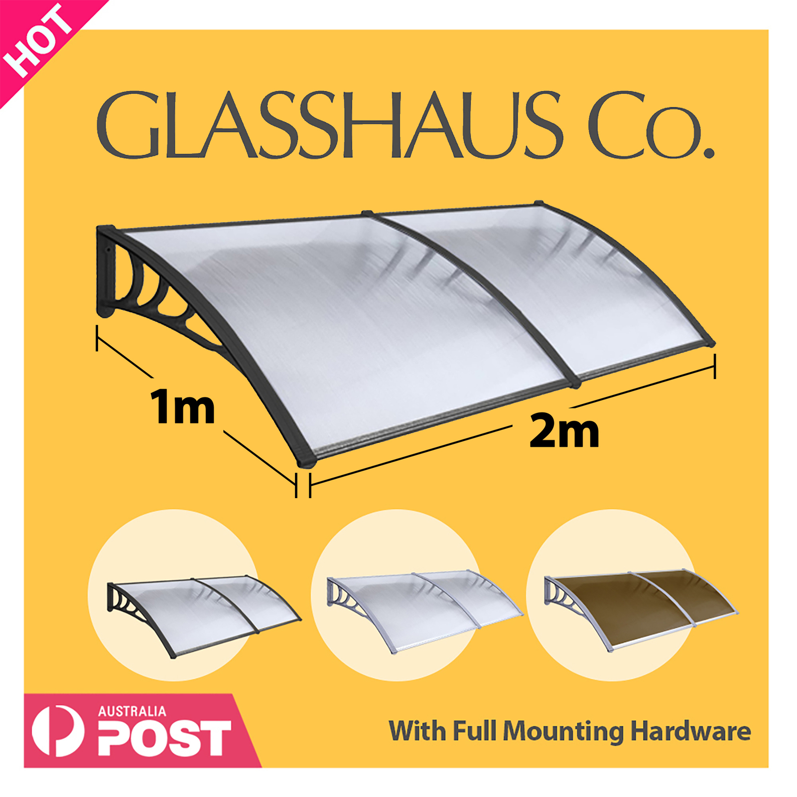 Glasshaus Window Door Awning Canopy Outdoor Patio Sun Rain Shield - Picture 41 of 250