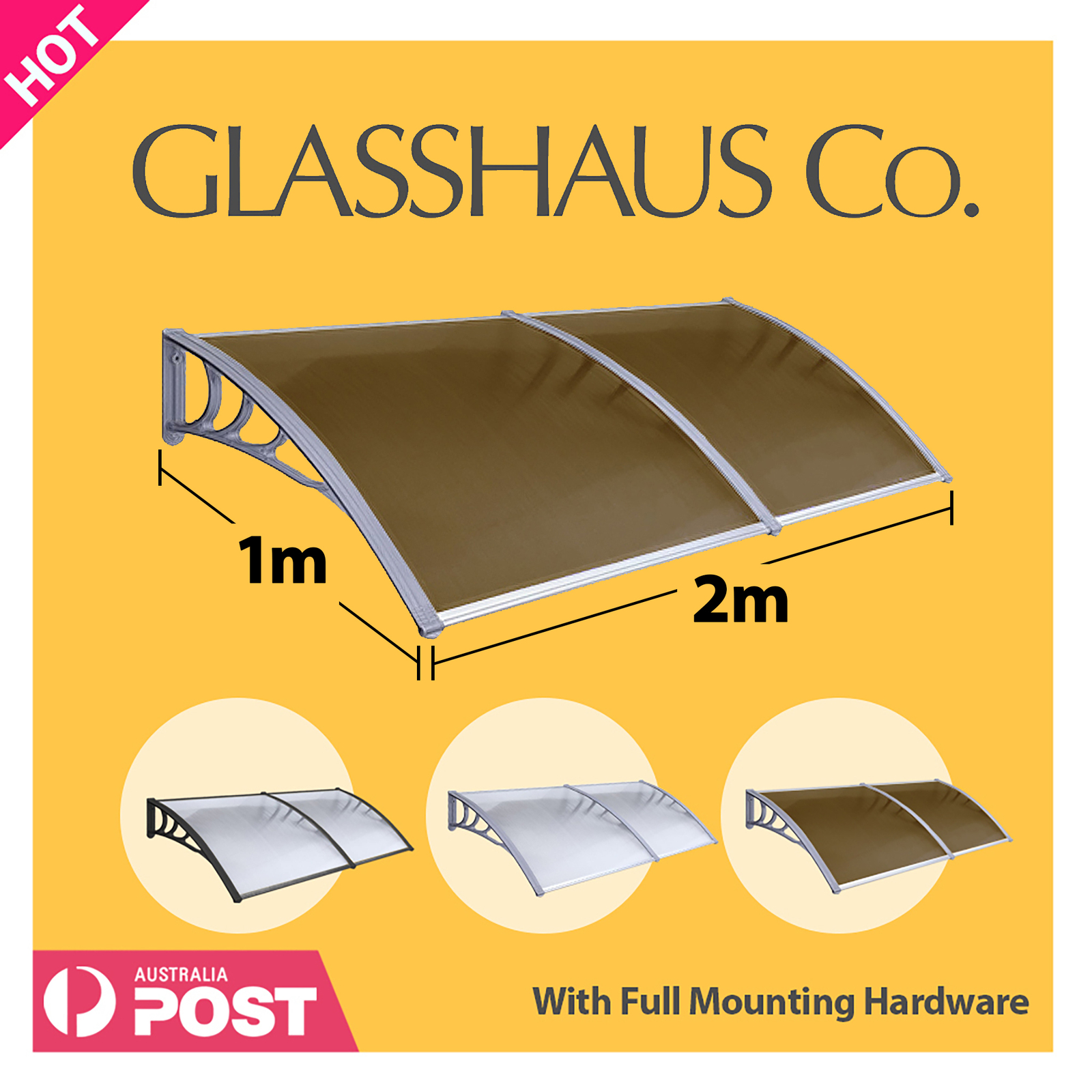 Glasshaus Window Door Awning Canopy Outdoor Patio Sun Rain Shield - Picture 51 of 250