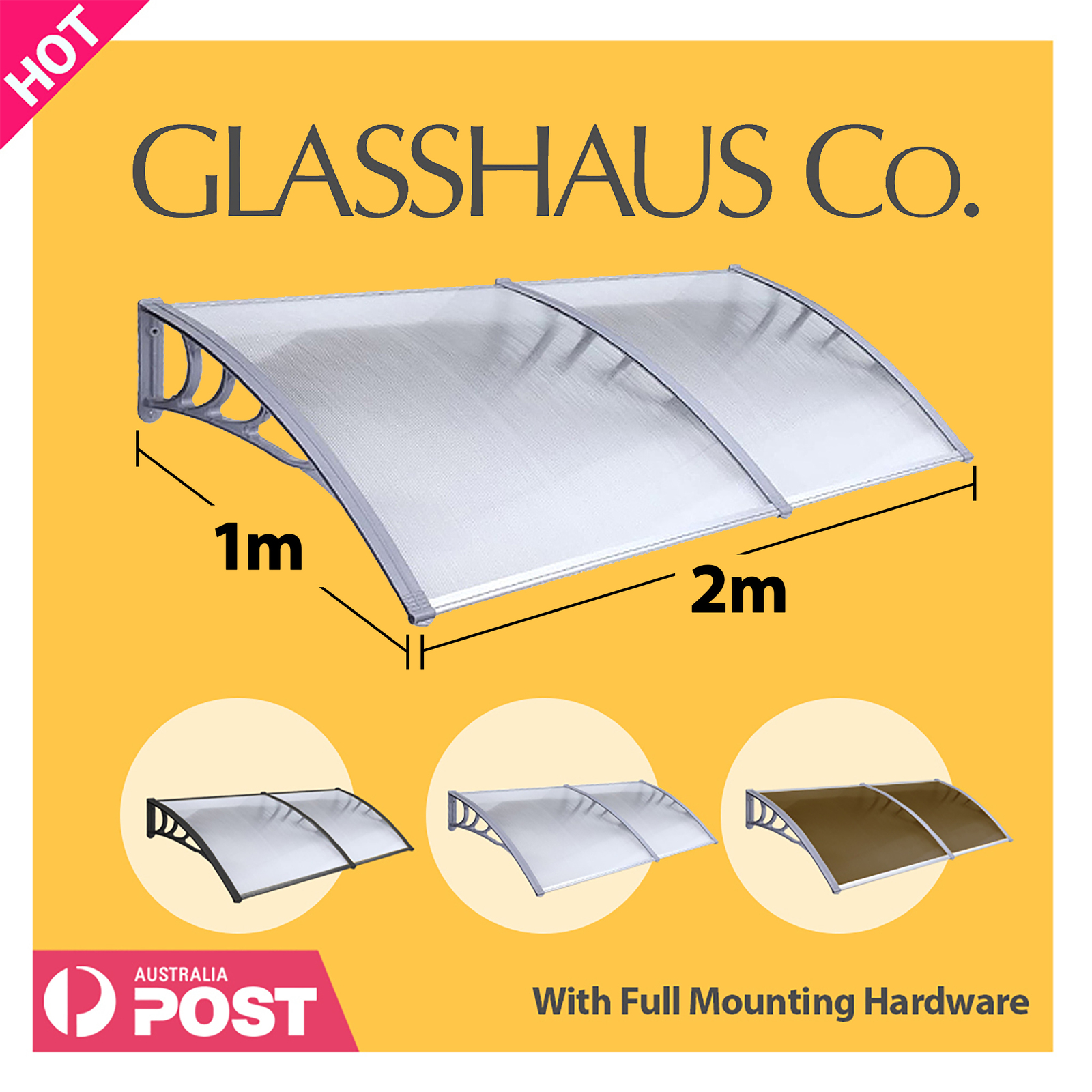 Glasshaus Window Door Awning Canopy Outdoor Patio Sun Rain Shield - Picture 61 of 250