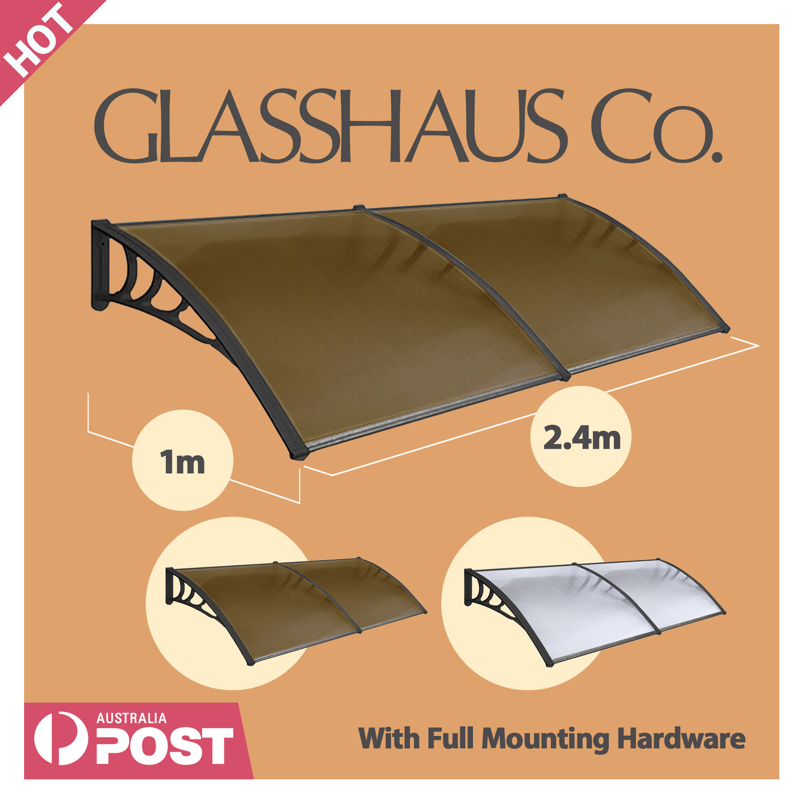 Glasshaus Window Door Awning Canopy Outdoor Patio Sun Rain Shield - Picture 71 of 250