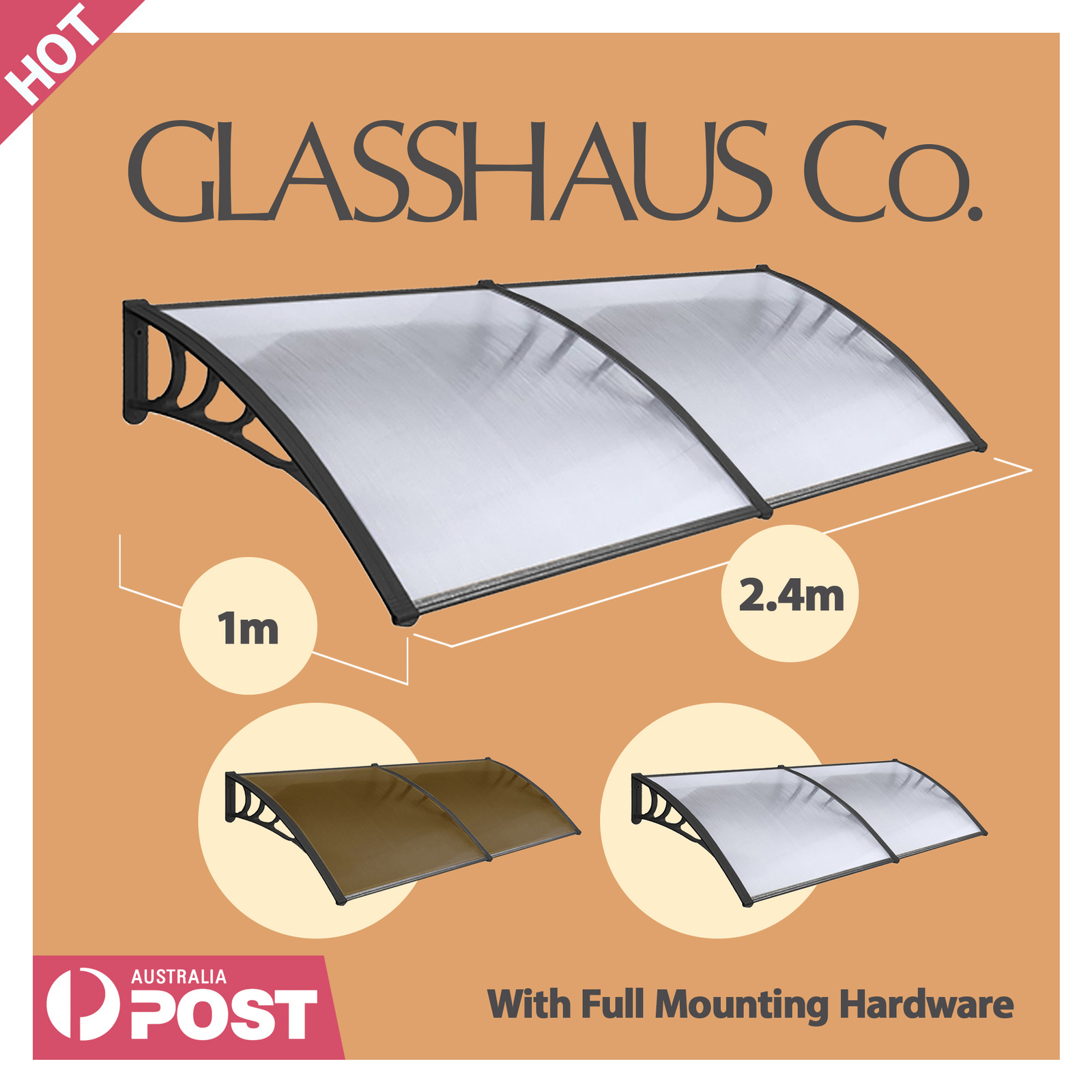 Glasshaus Window Door Awning Canopy Outdoor Patio Sun Rain Shield - Picture 81 of 250