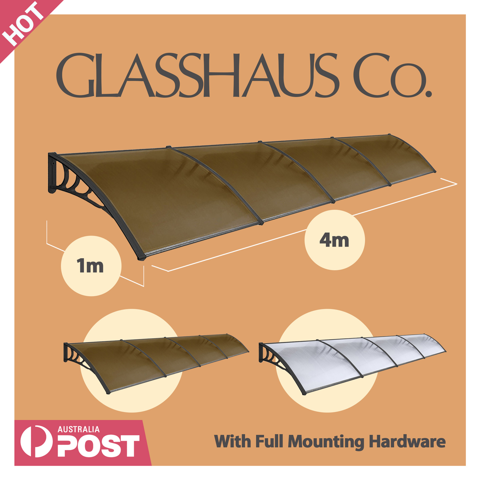 Glasshaus Window Door Awning Canopy Outdoor Patio Sun Rain Shield - Picture 91 of 250