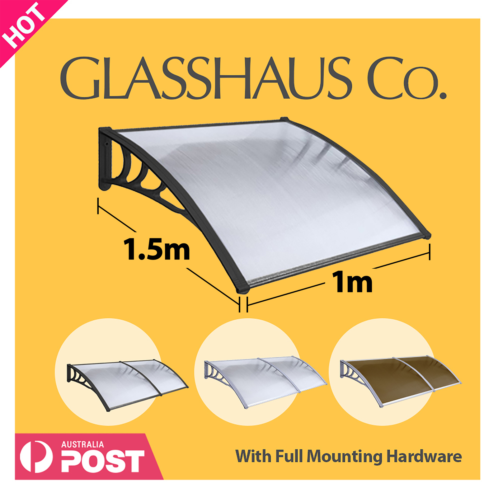 Glasshaus Window Door Awning Canopy Outdoor Patio Sun Rain Shield - Picture 121 of 250