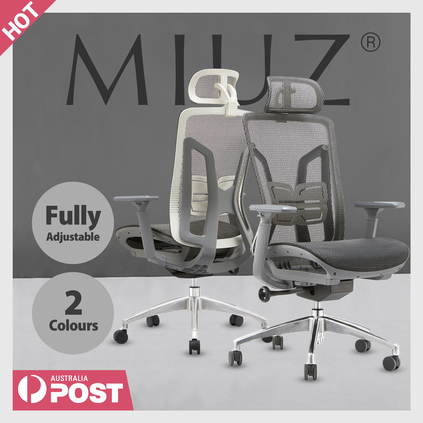 MIUZ Ergonomic Mesh Work Study Computer Gaming Office Desk Chairs