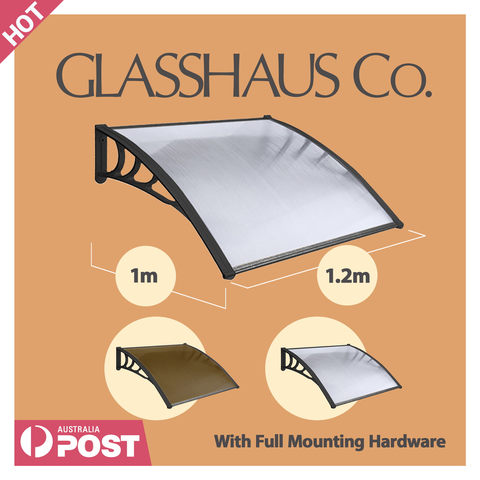 Glasshaus Window Door Awning Canopy Outdoor Patio Sun Rain Shield - Picture 21 of 250