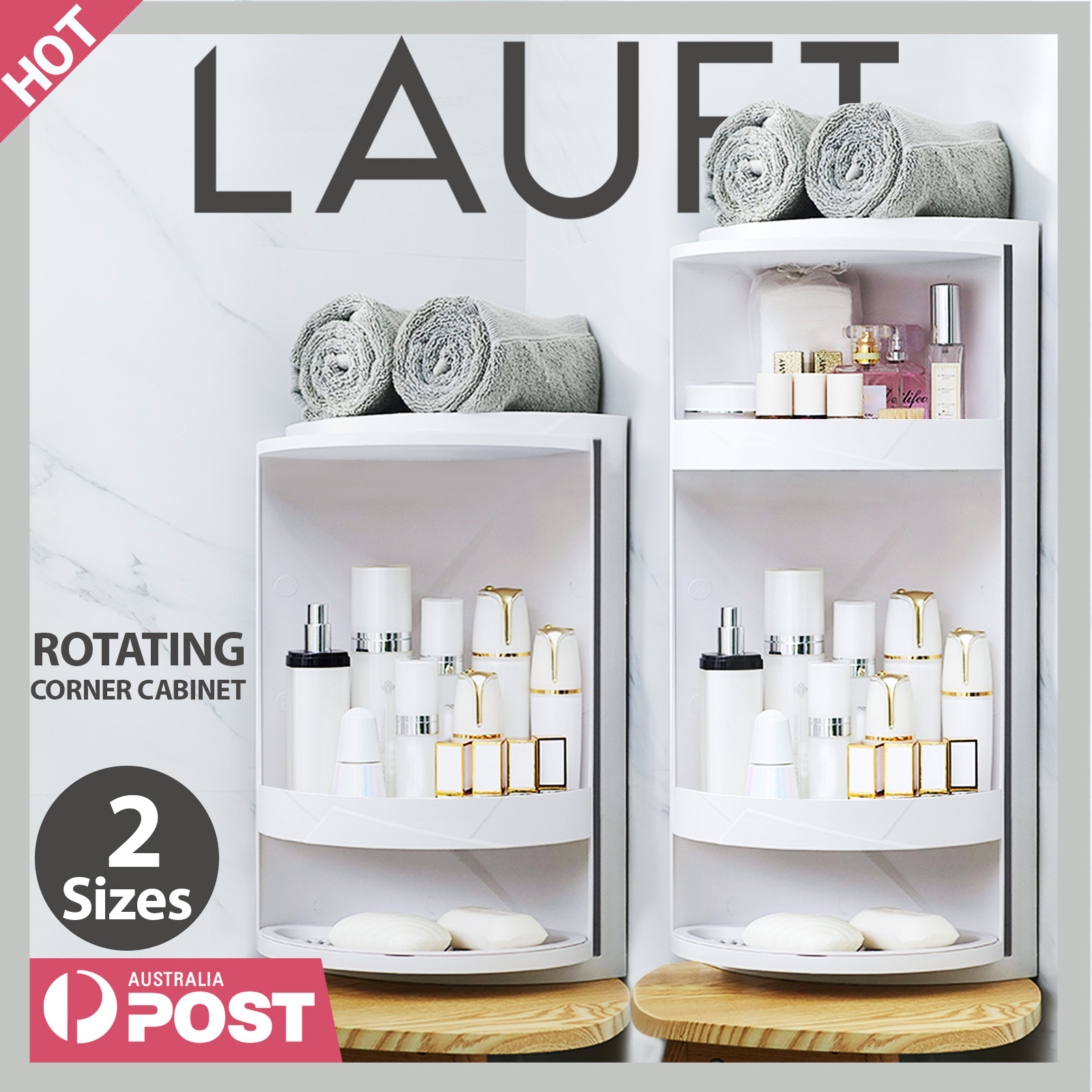 360 Degree Rotating Corner Bathroom Shelf Storage Caddy Rack Vanity