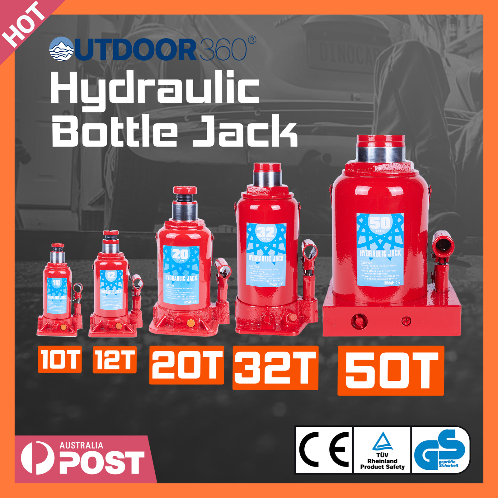 OUTDOOR360 1050 Ton Hydraulic Bottle Jack Heavy Duty Car Lifter Safety