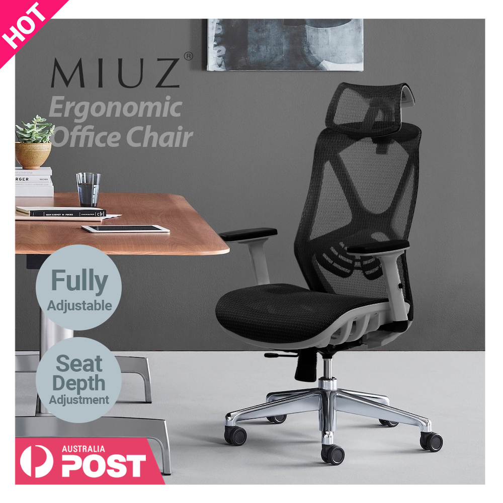 MIUZ Computer Work Executive Gaming Chair Home Office Study Desk Chairs Ergonomic Mesh Black