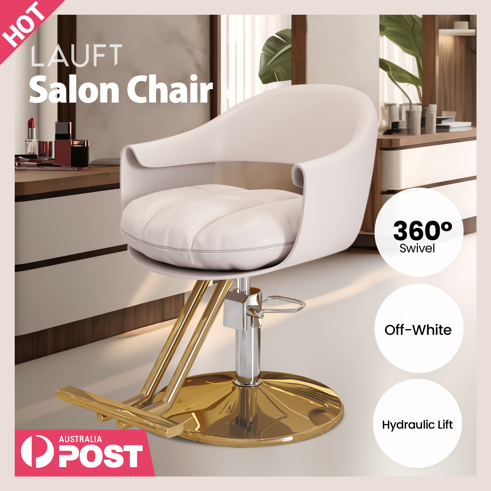 Lauft Salon Stool Swivel Chair Backrest Barber Hair Dresser Chair Hydraulic Lift - Picture 100 of 110