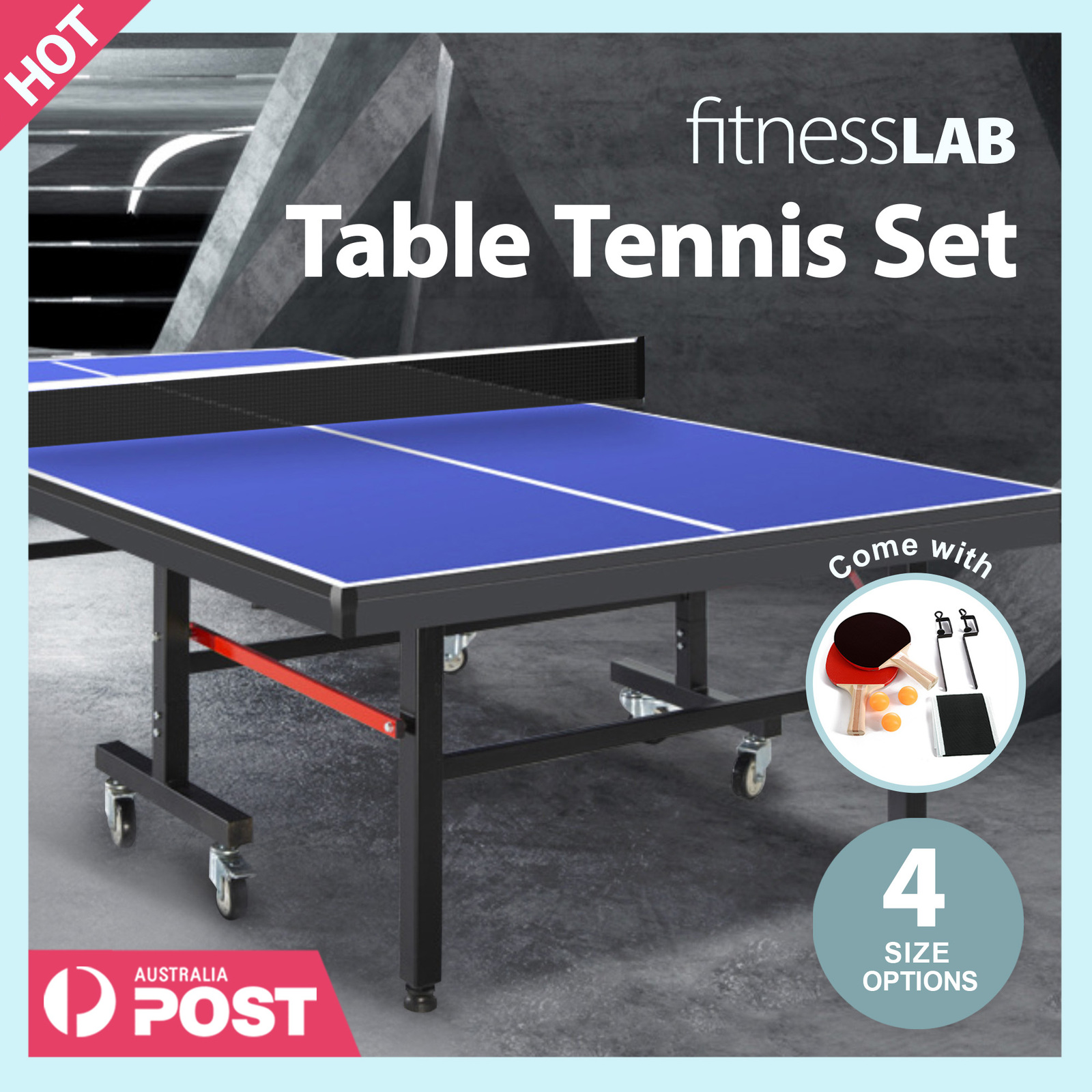FitnessLab Table Tennis Table Kit Ping Pong Set Retractable Net Rack