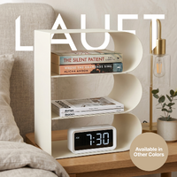 Minimalist Floor-Standing Metal Bookshelf Rack | B-Shaped Sculptural Display Shelf | Metal Modular Shelving Unit | Couch Side Table - Off-White